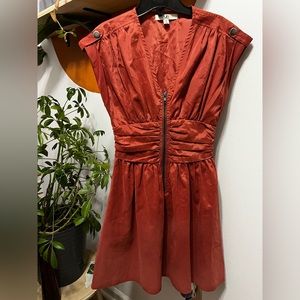 Pink Orange front zipper dress size small